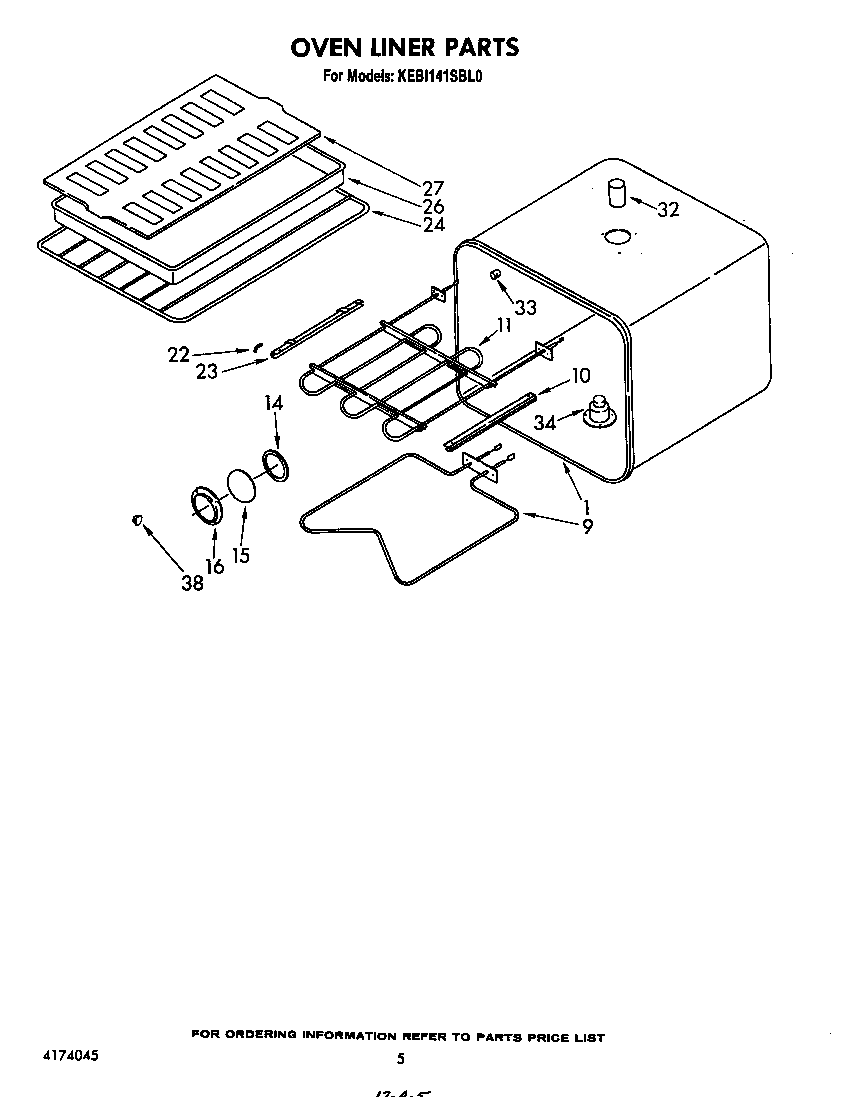 KitchenAid KEBI141SBL0 oven liner diagram