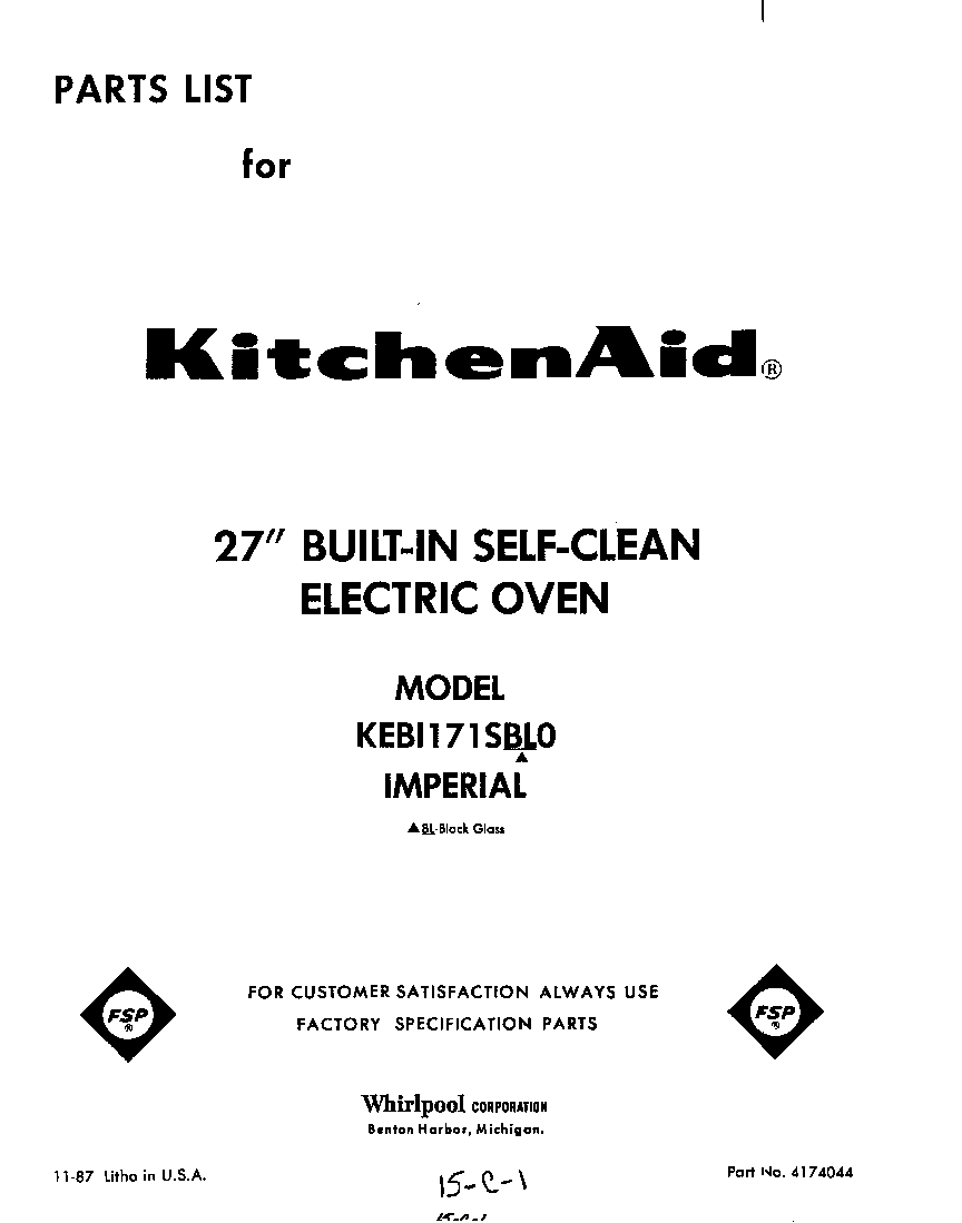 KitchenAid KEBI171SBL0 front cover diagram