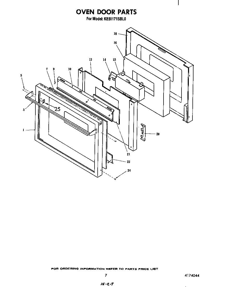 KitchenAid KEBI171SBL0 oven door diagram