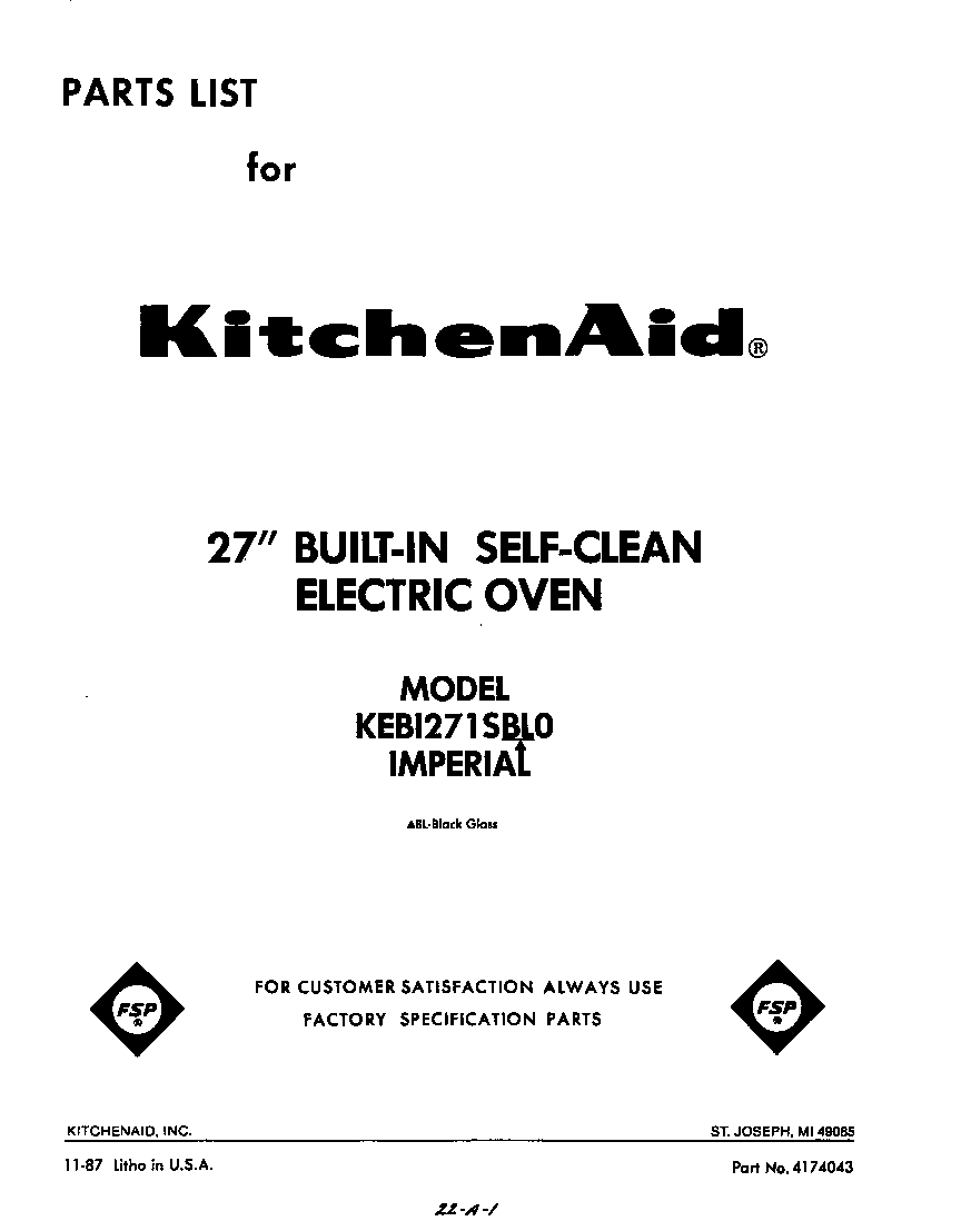 KitchenAid KEBI271SBL0 front cover diagram