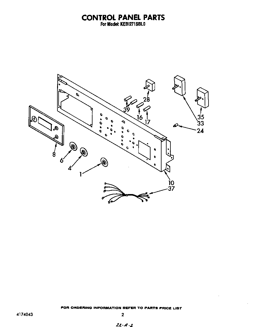 KitchenAid KEBI271SBL0 control panel diagram