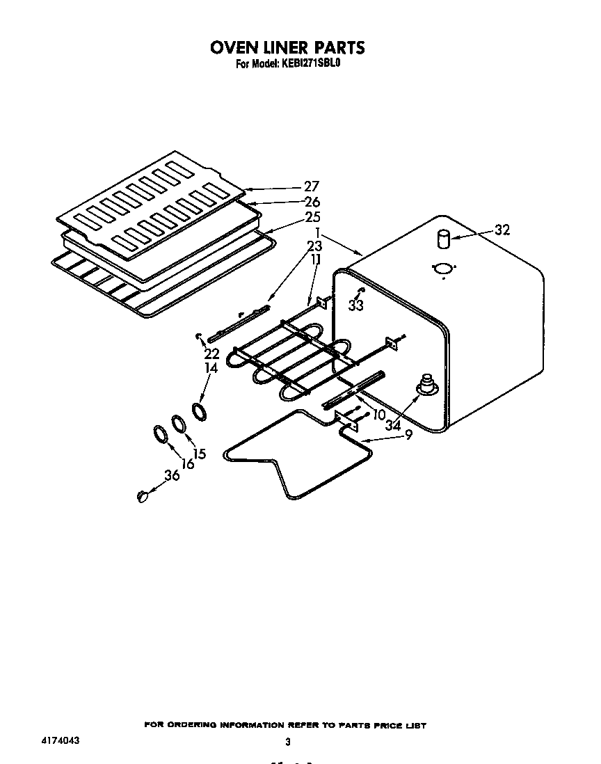 KitchenAid KEBI271SBL0 oven liner diagram