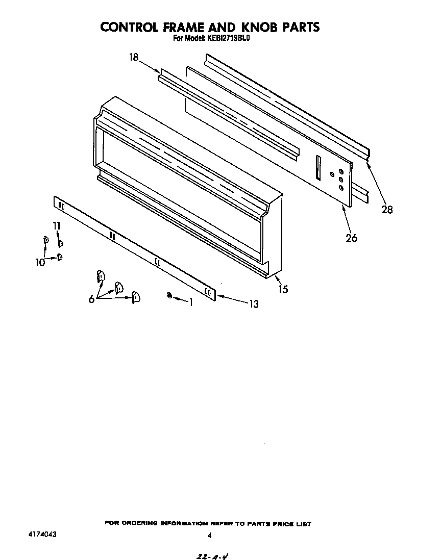KitchenAid KEBI271SBL0 control frame and knob diagram