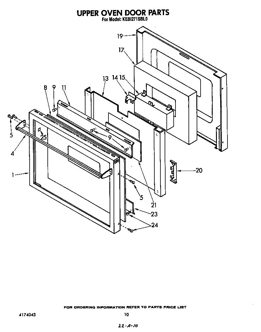 KitchenAid KEBI271SBL0 upper oven door diagram