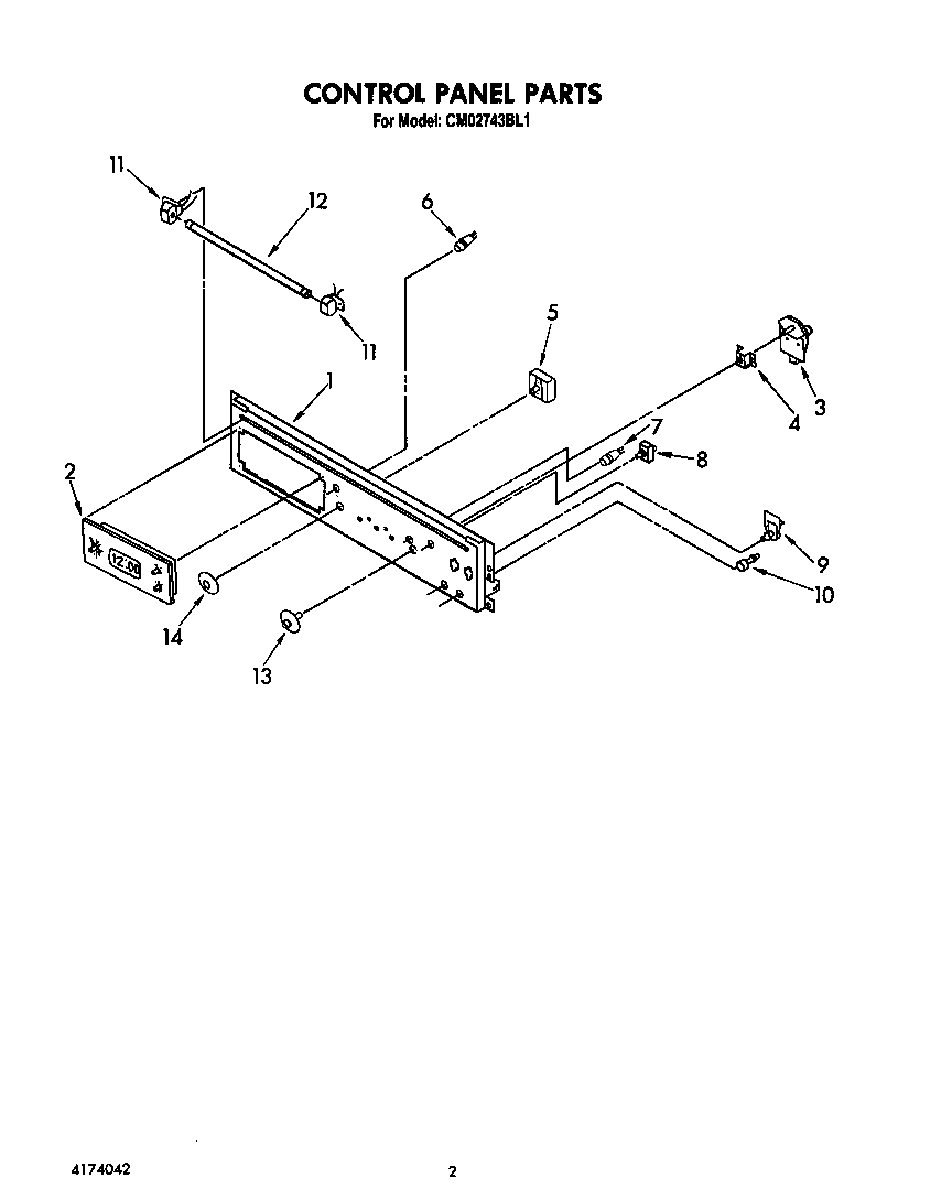 KitchenAid CM02743BL1 control panel diagram