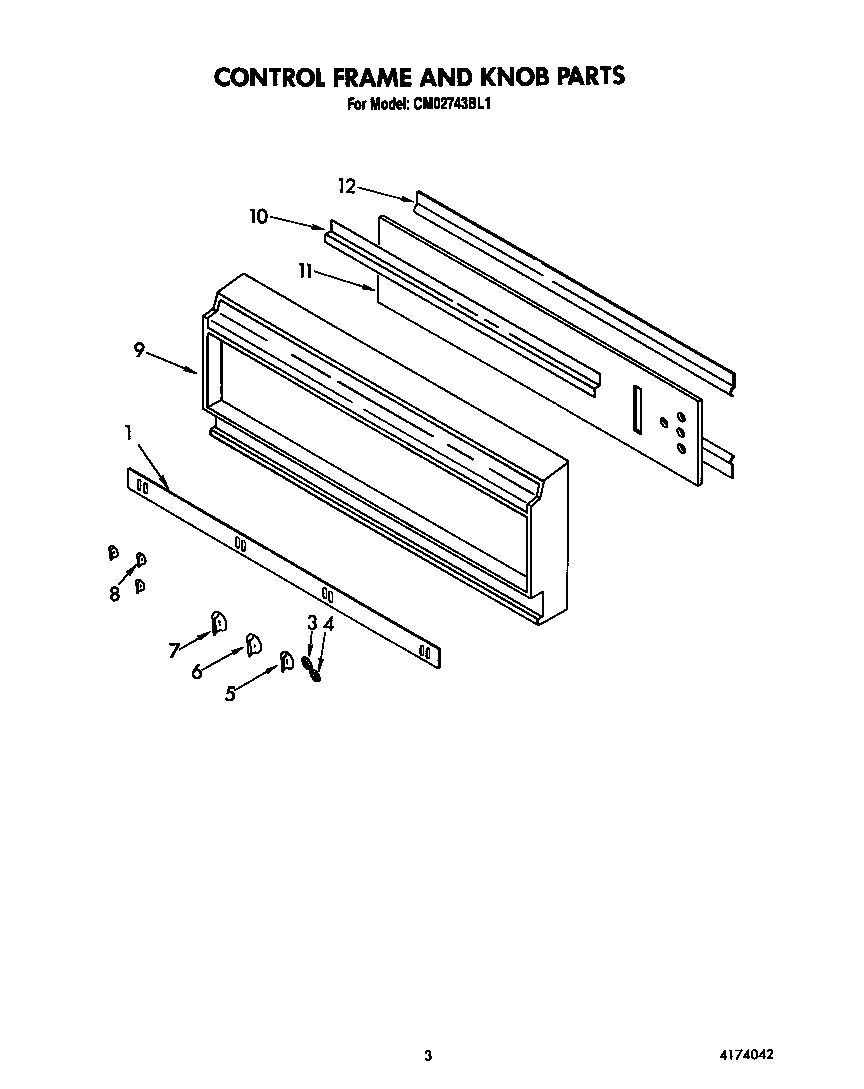 KitchenAid CM02743BL1 control frame and knob diagram
