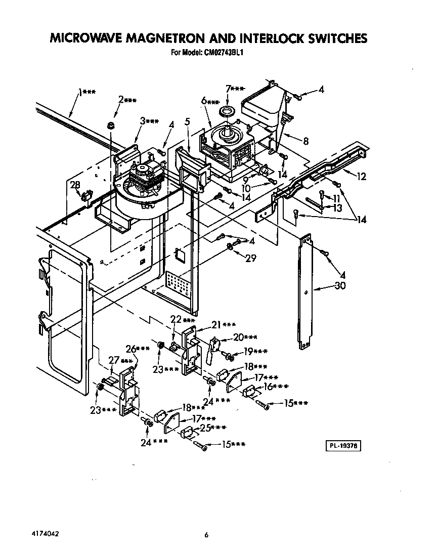 KitchenAid CM02743BL1 microwave magnetron and interlock switches diagram