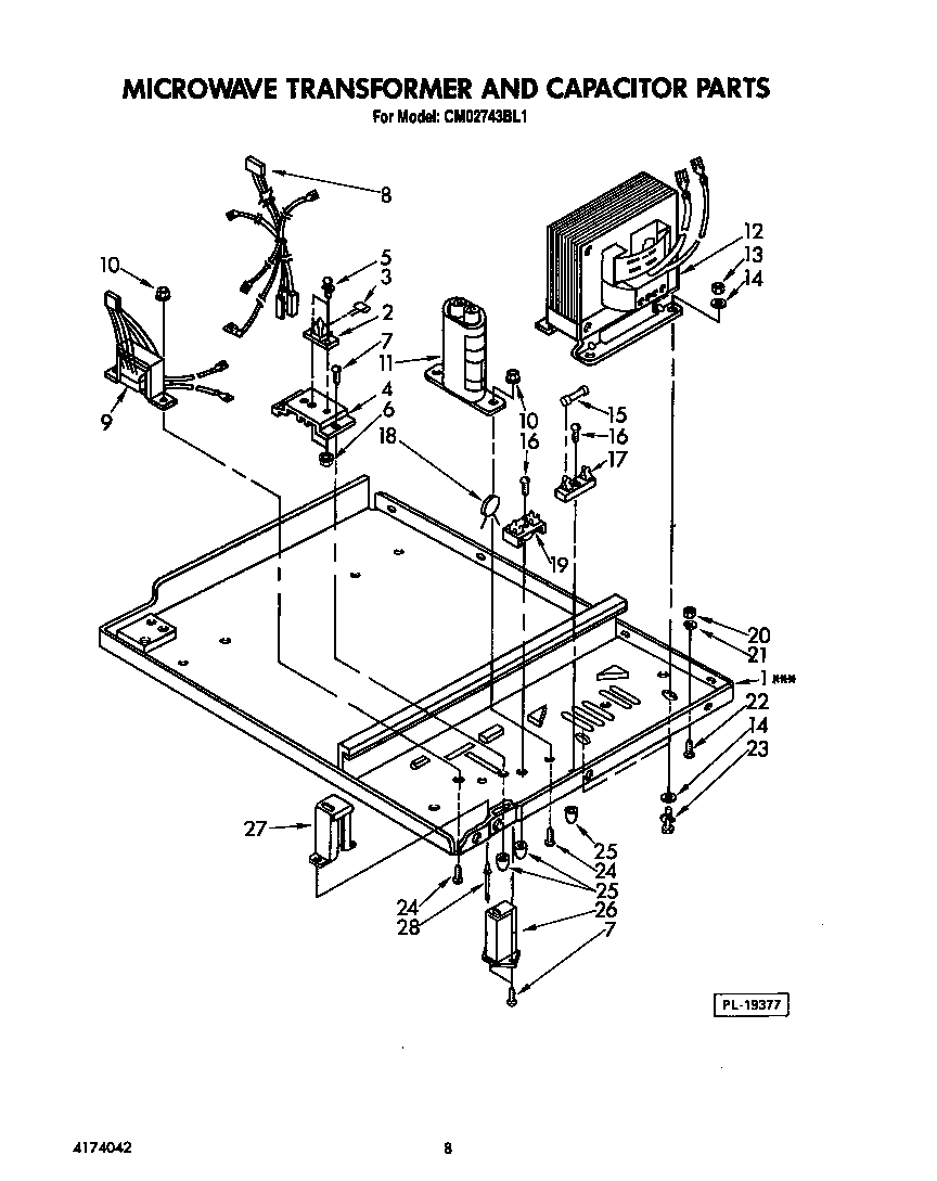 KitchenAid CM02743BL1 microwave transformer and capacitor diagram