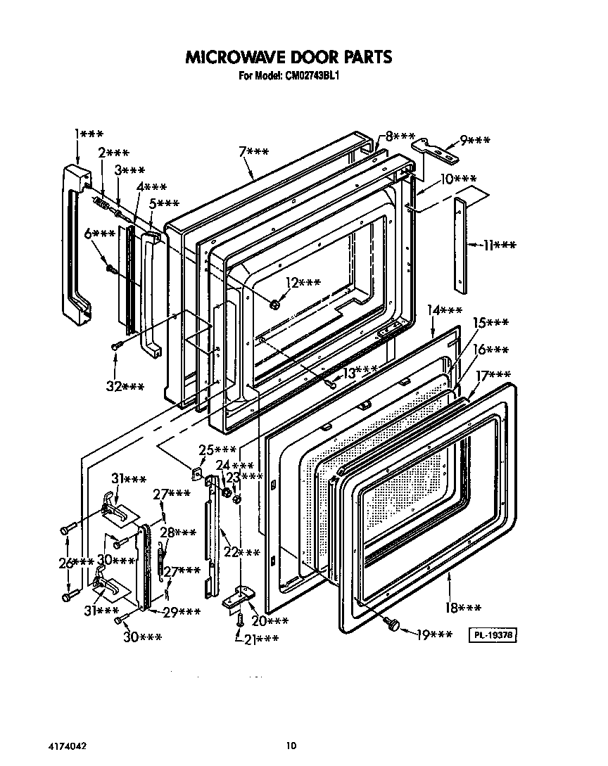 KitchenAid CM02743BL1 microwave door diagram
