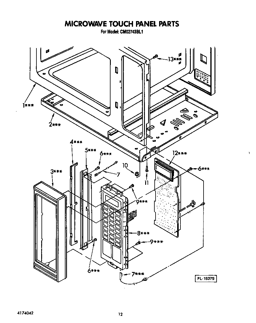 KitchenAid CM02743BL1 microwave touch panel diagram