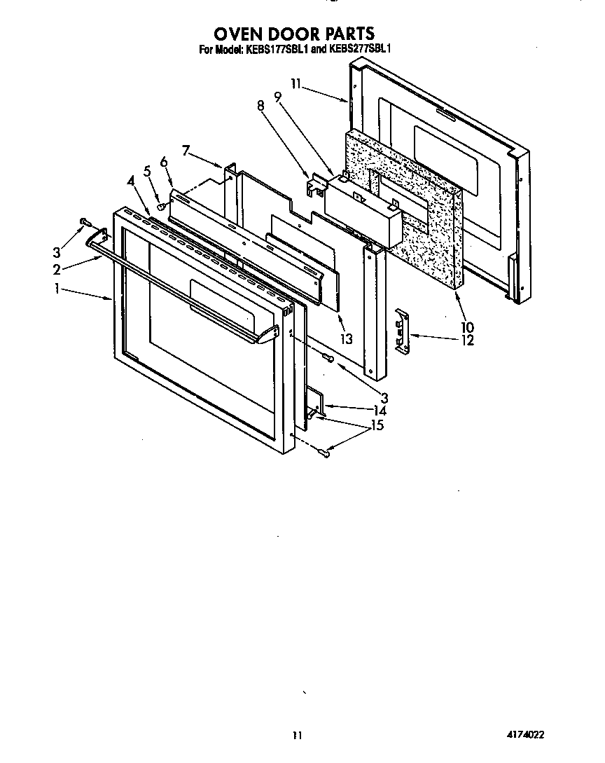 KitchenAid KEBS277SBL1 oven door diagram