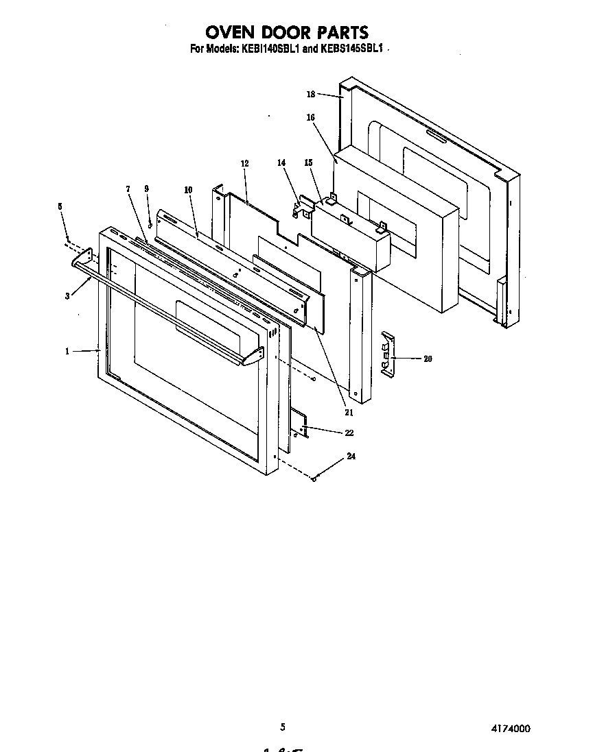 KitchenAid KEBI140SBL1 oven door diagram