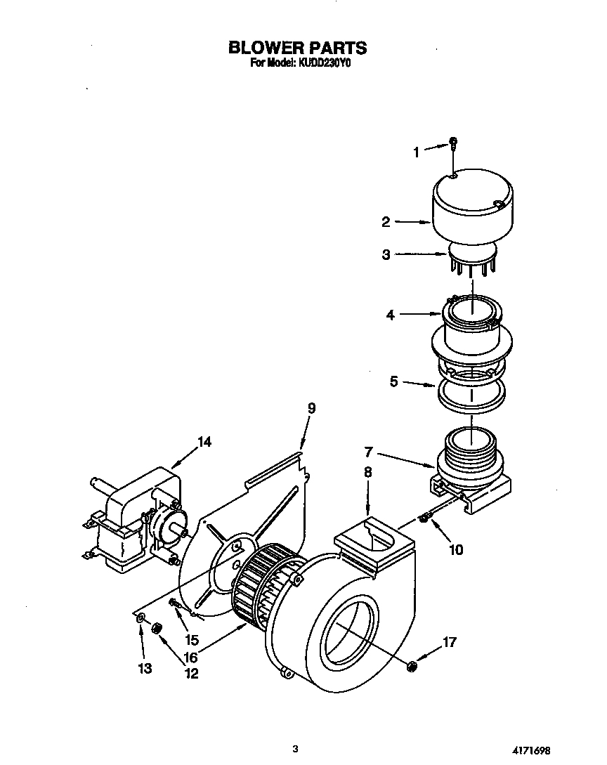 KitchenAid KUDD230Y0 blower diagram