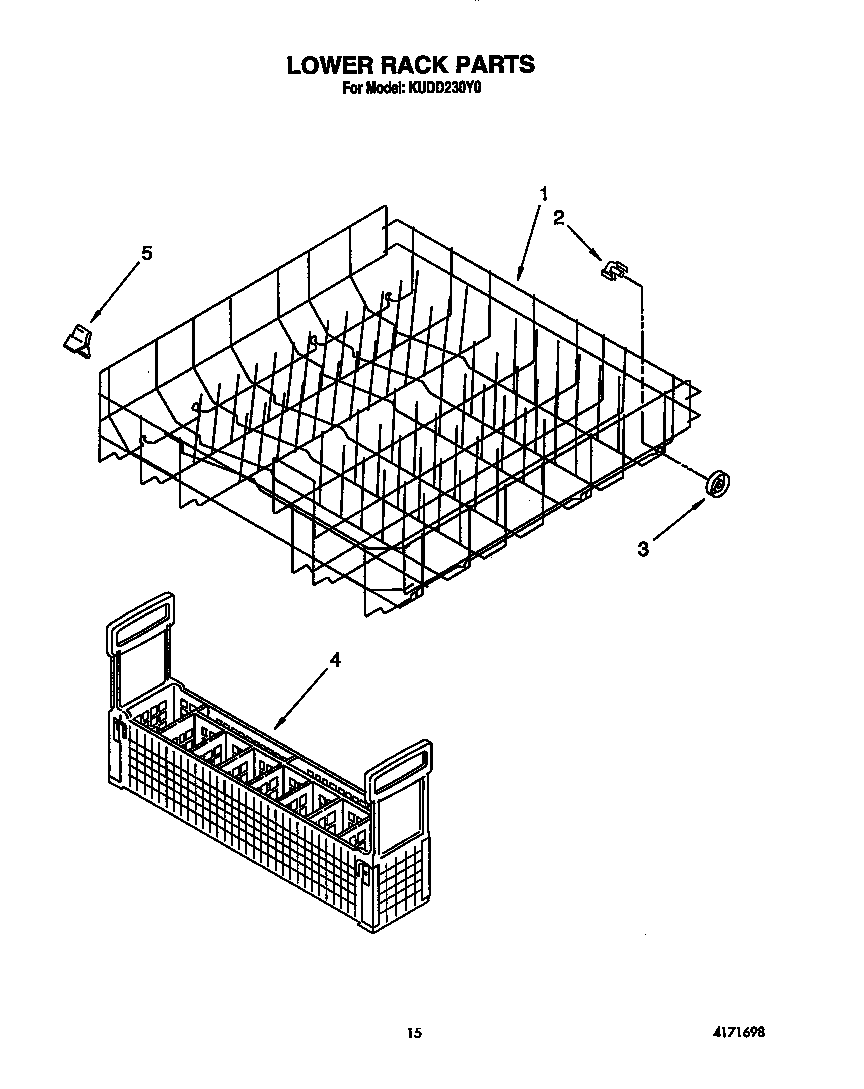 KitchenAid KUDD230Y0 lower rack diagram