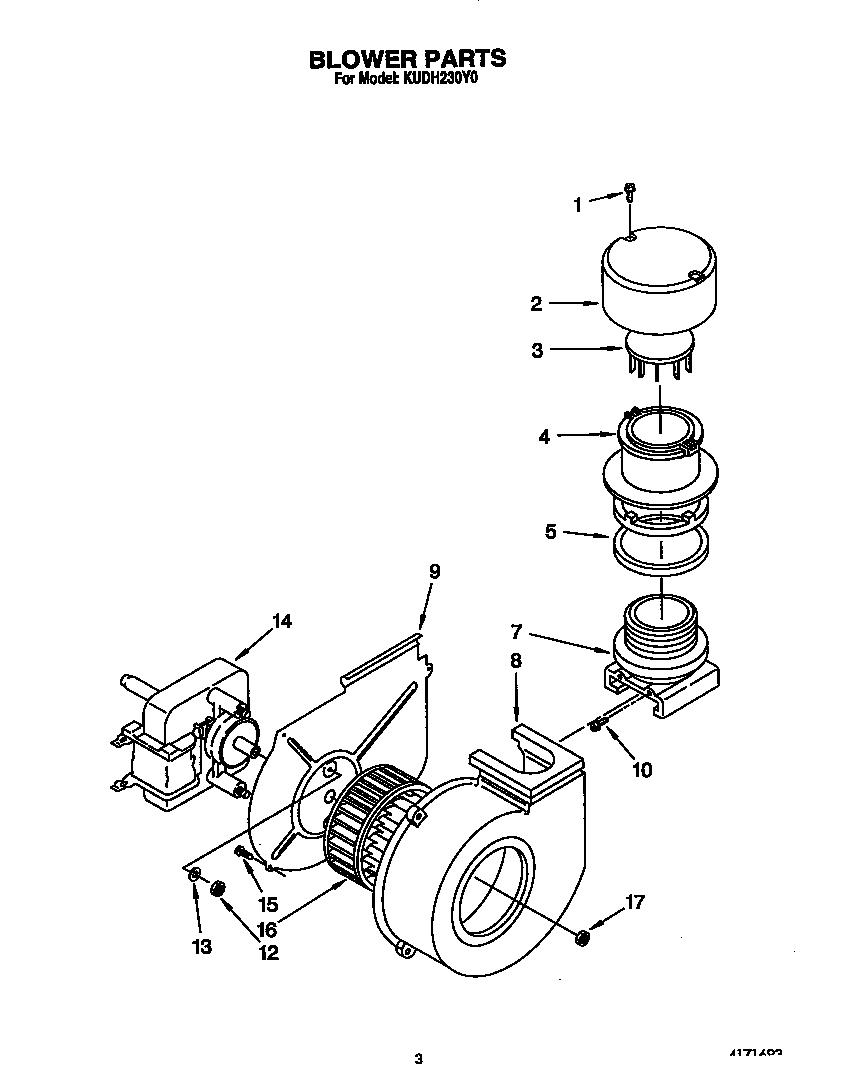 KitchenAid KUDH230Y0 blower diagram