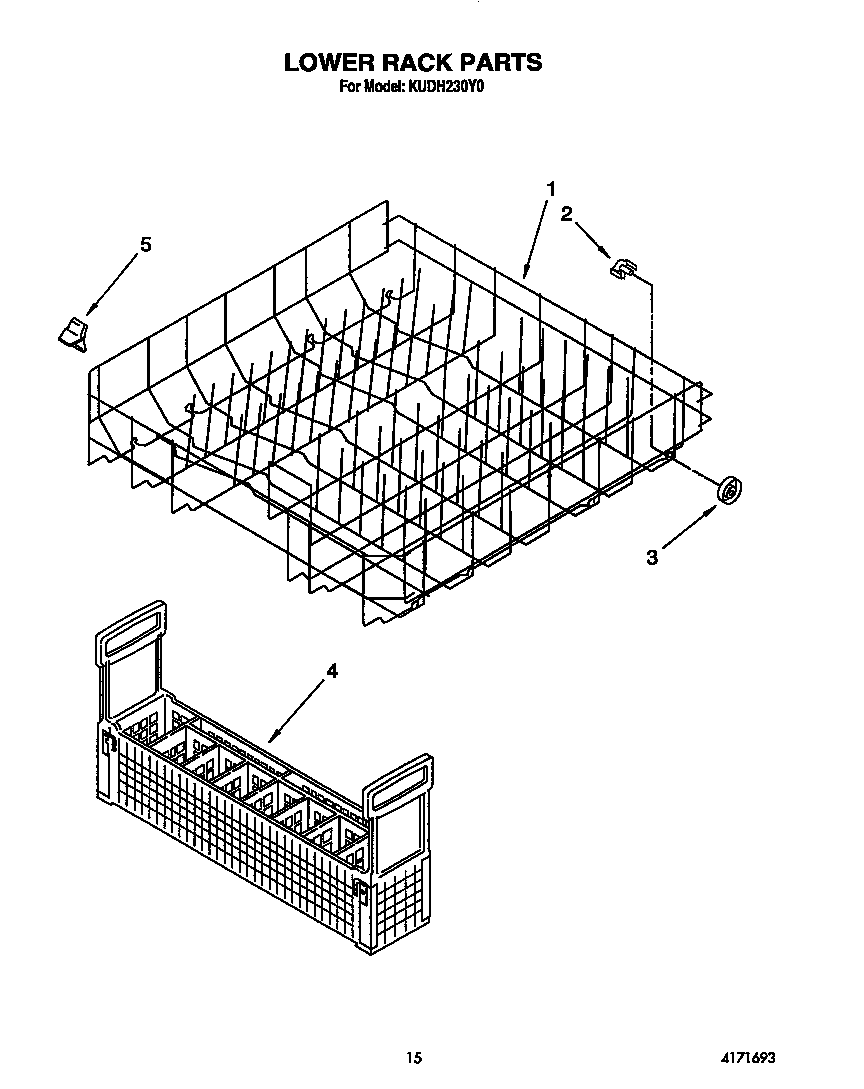 KitchenAid KUDH230Y0 lower rack diagram
