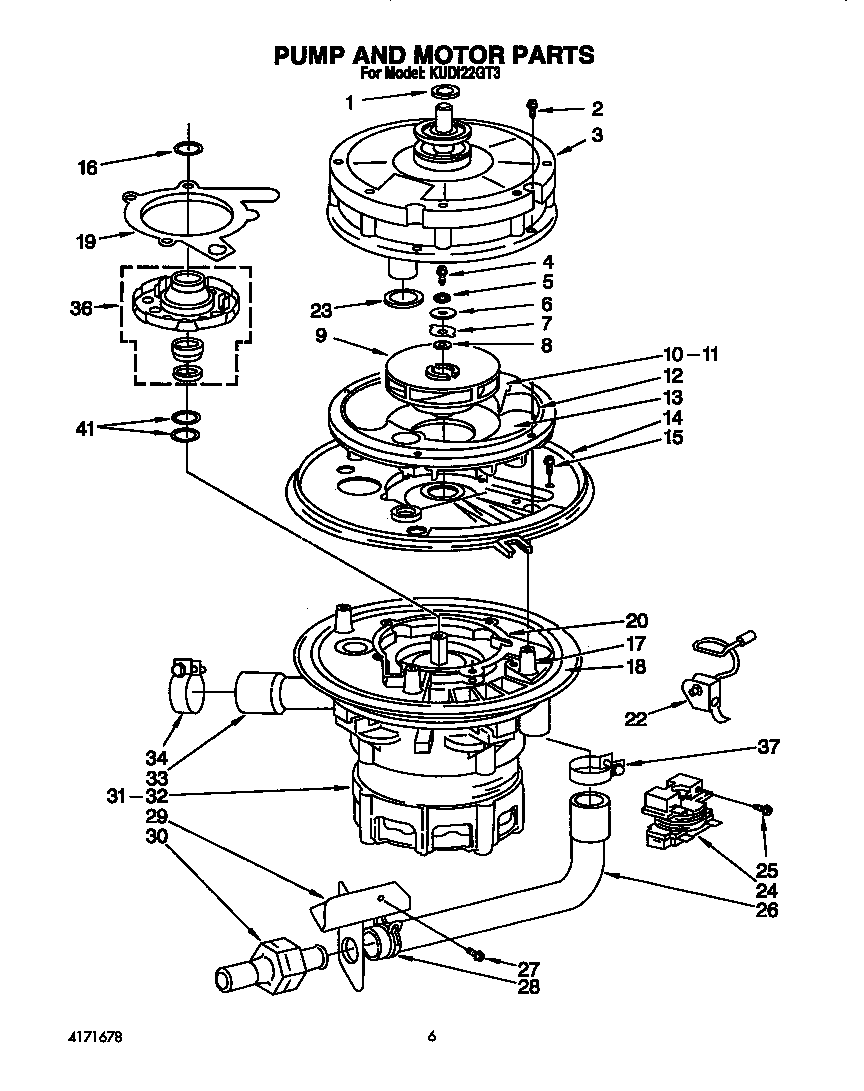 KitchenAid KUDI22GT3 pump and motor diagram