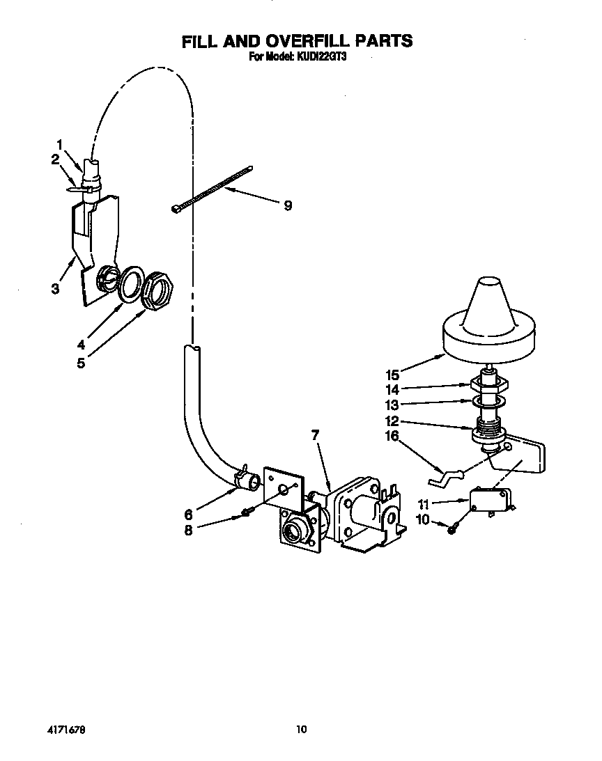 KitchenAid KUDI22GT3 fill and overfill diagram