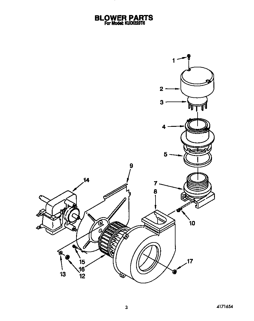 KitchenAid KUDI220T6 blower diagram