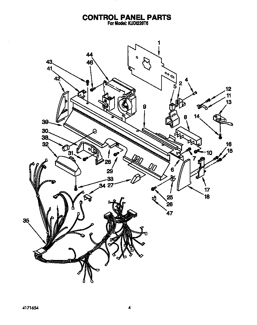 KitchenAid KUDI220T6 control panel diagram