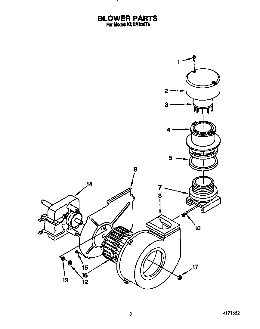 KitchenAid KUDM220T6 blower diagram