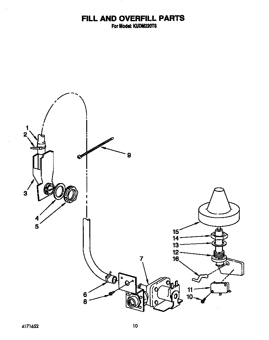KitchenAid KUDM220T6 fill and overfill diagram