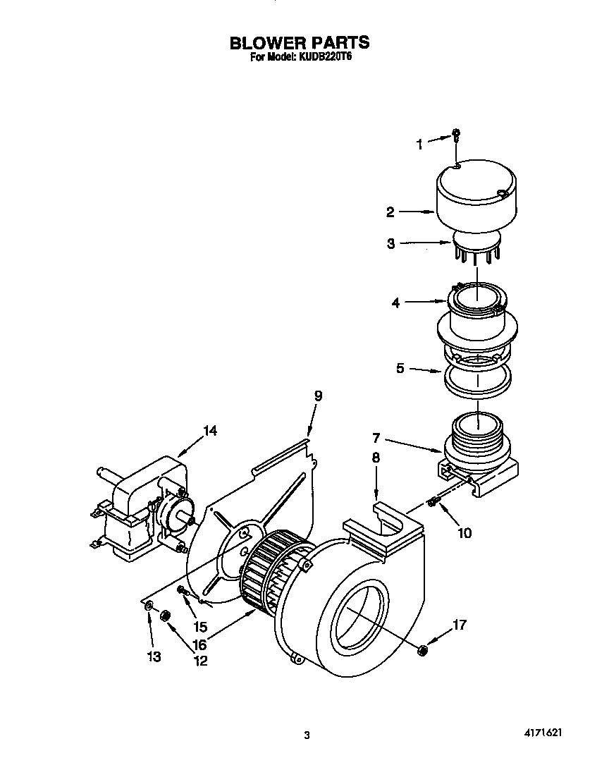 KitchenAid KUDB220T6 blower diagram