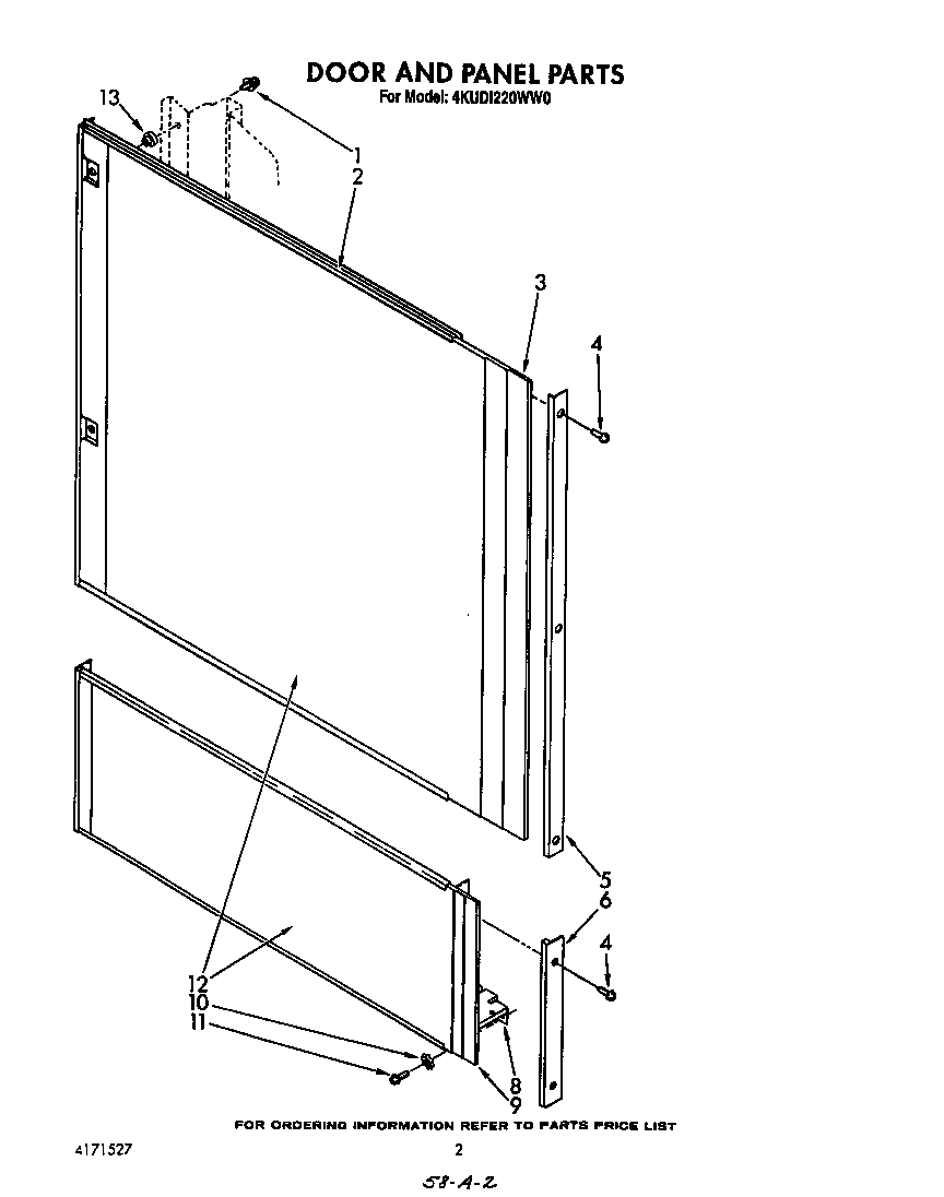 KitchenAid 4KUDI220WW0 door and panel diagram