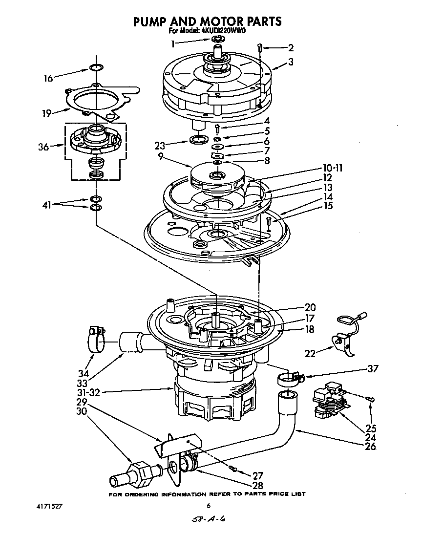 KitchenAid 4KUDI220WW0 pump and motor diagram