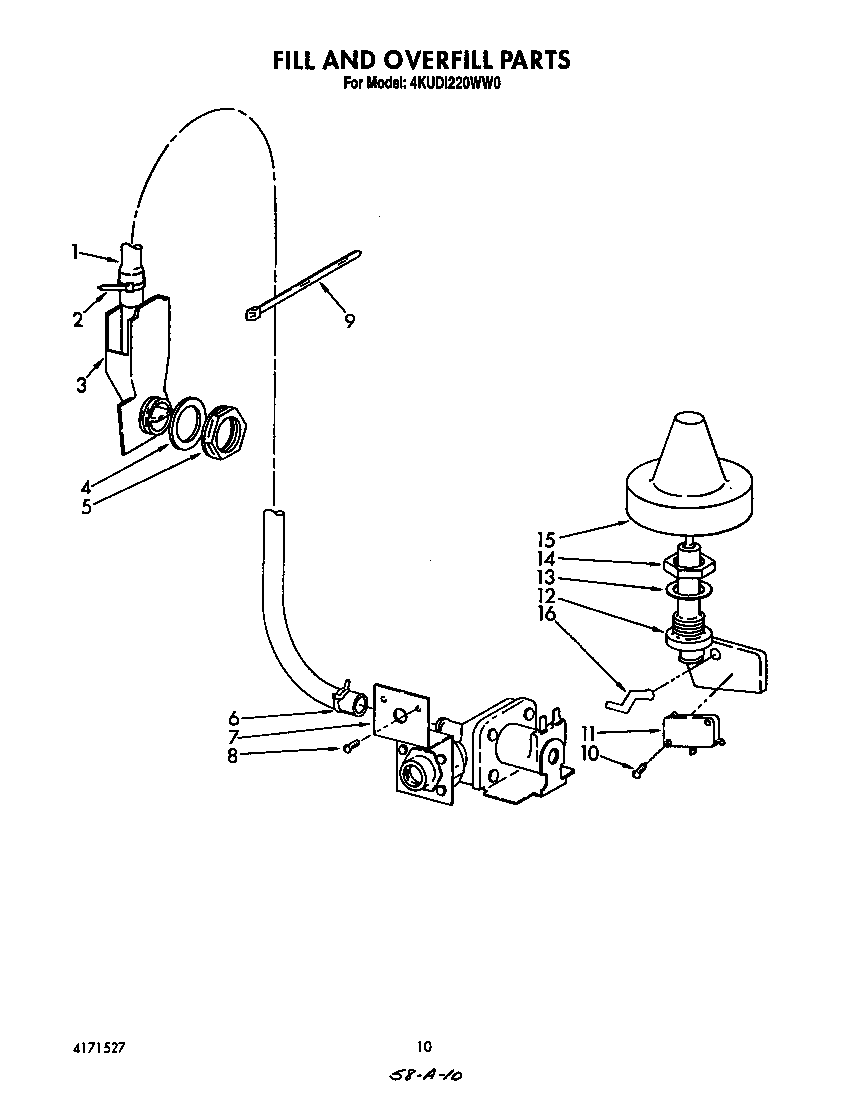 KitchenAid 4KUDI220WW0 fill and overfill diagram