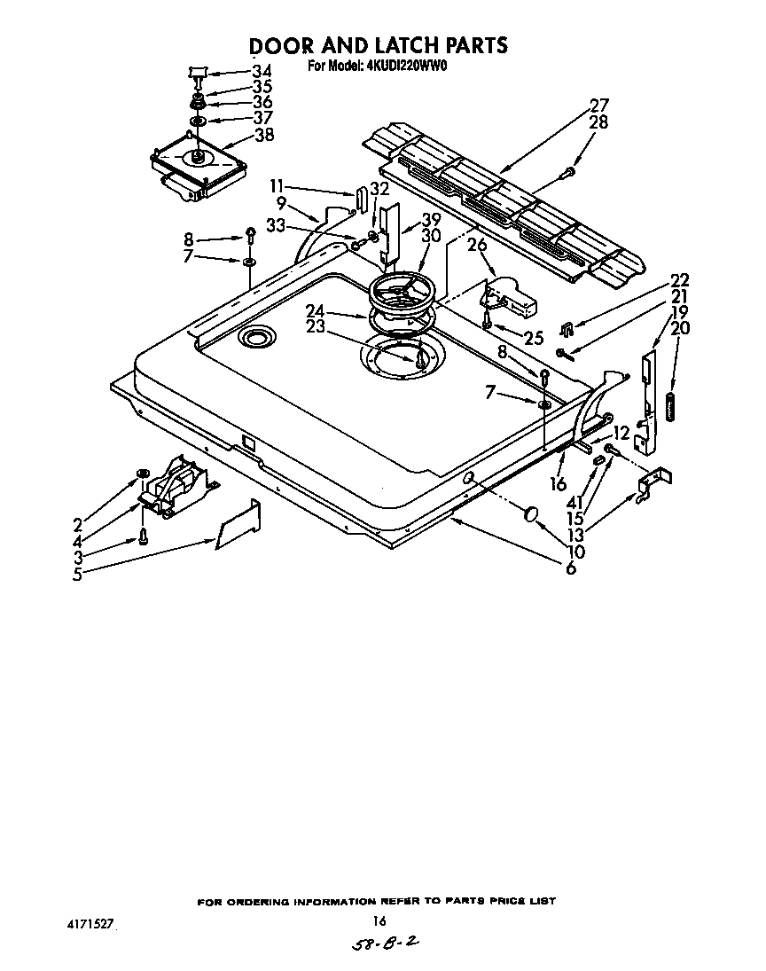 KitchenAid 4KUDI220WW0 door and latch diagram