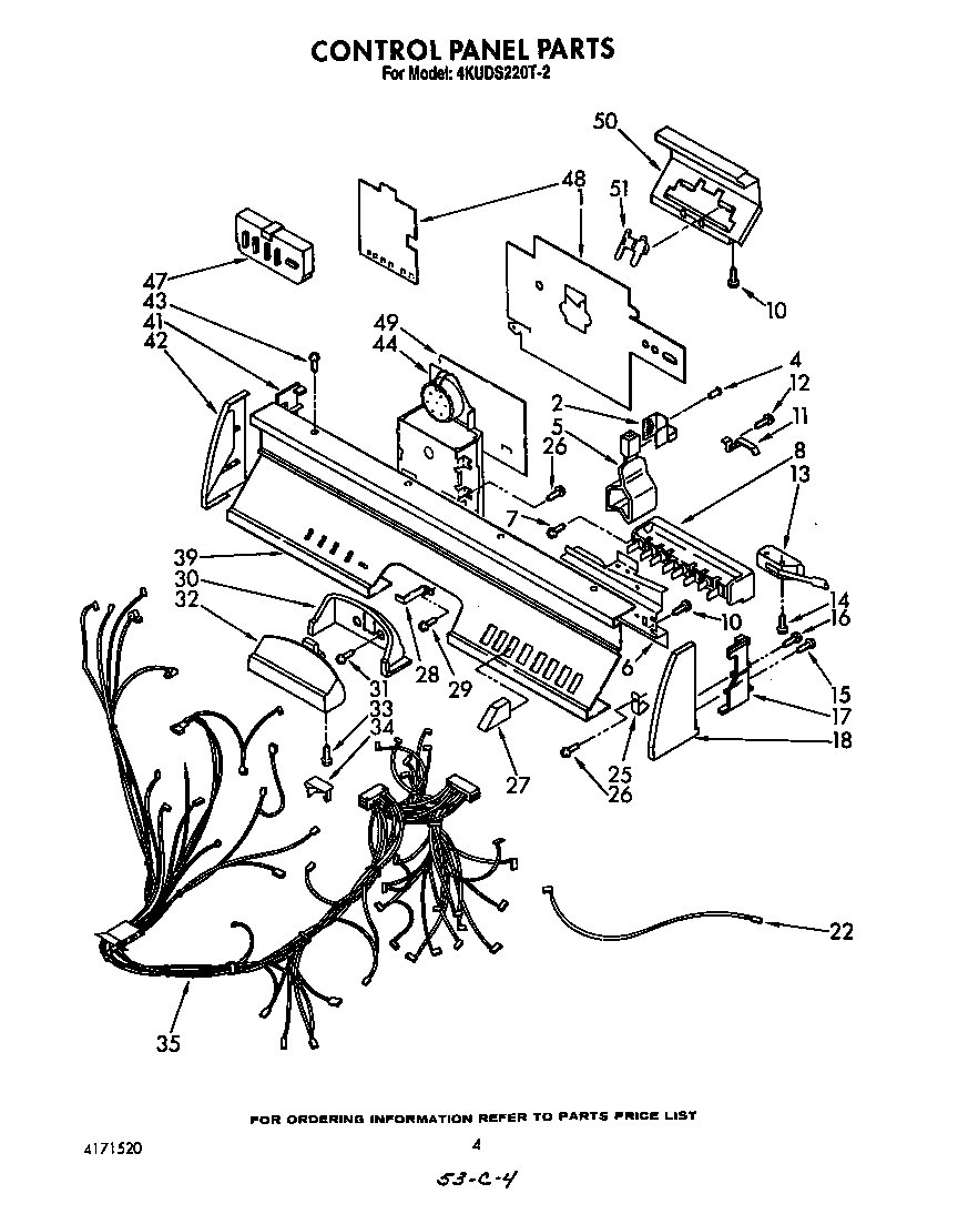 KitchenAid 4KUDS220T2 control panel diagram