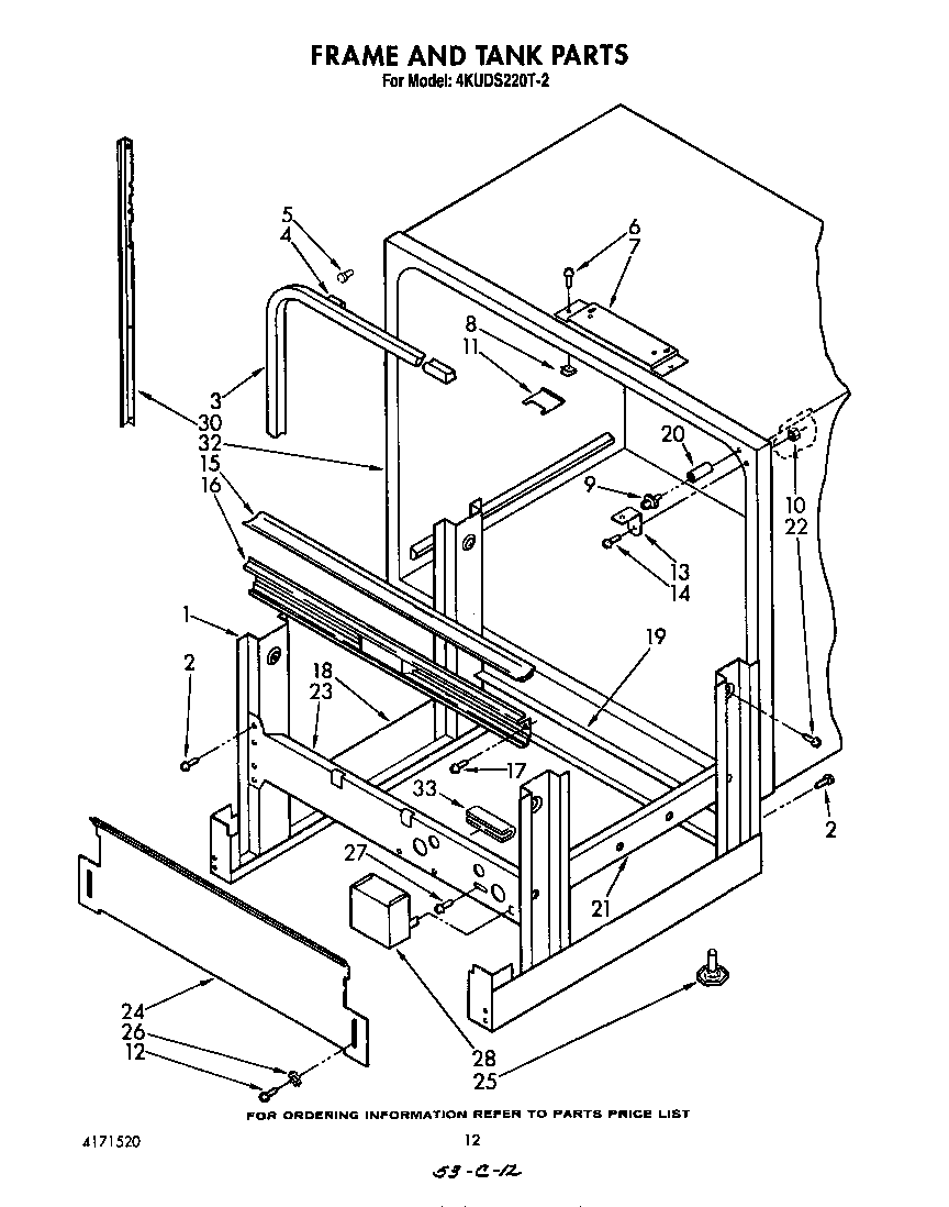 KitchenAid 4KUDS220T2 frame and tank diagram
