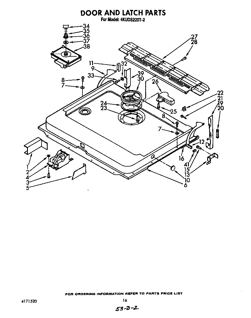 KitchenAid 4KUDS220T2 door and latch diagram
