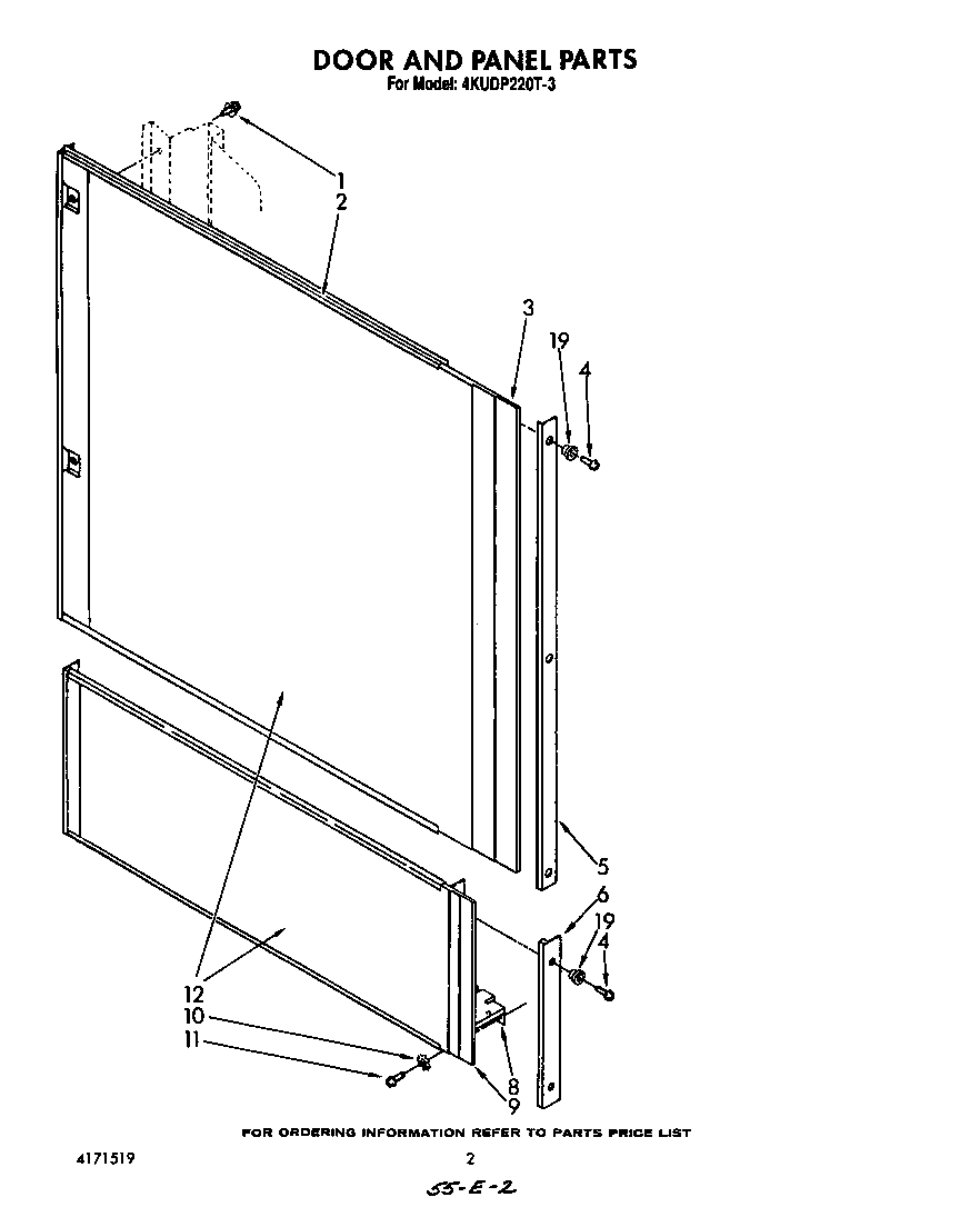 KitchenAid 4KUDP220T3 door and panel diagram