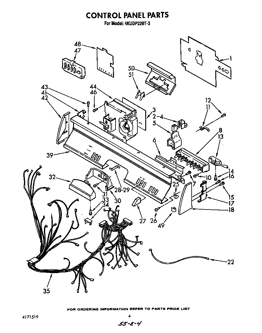 KitchenAid 4KUDP220T3 control panel diagram