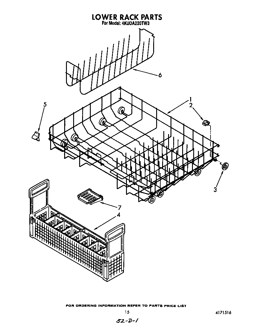 KitchenAid 4KUDA220TW3 lower rack diagram