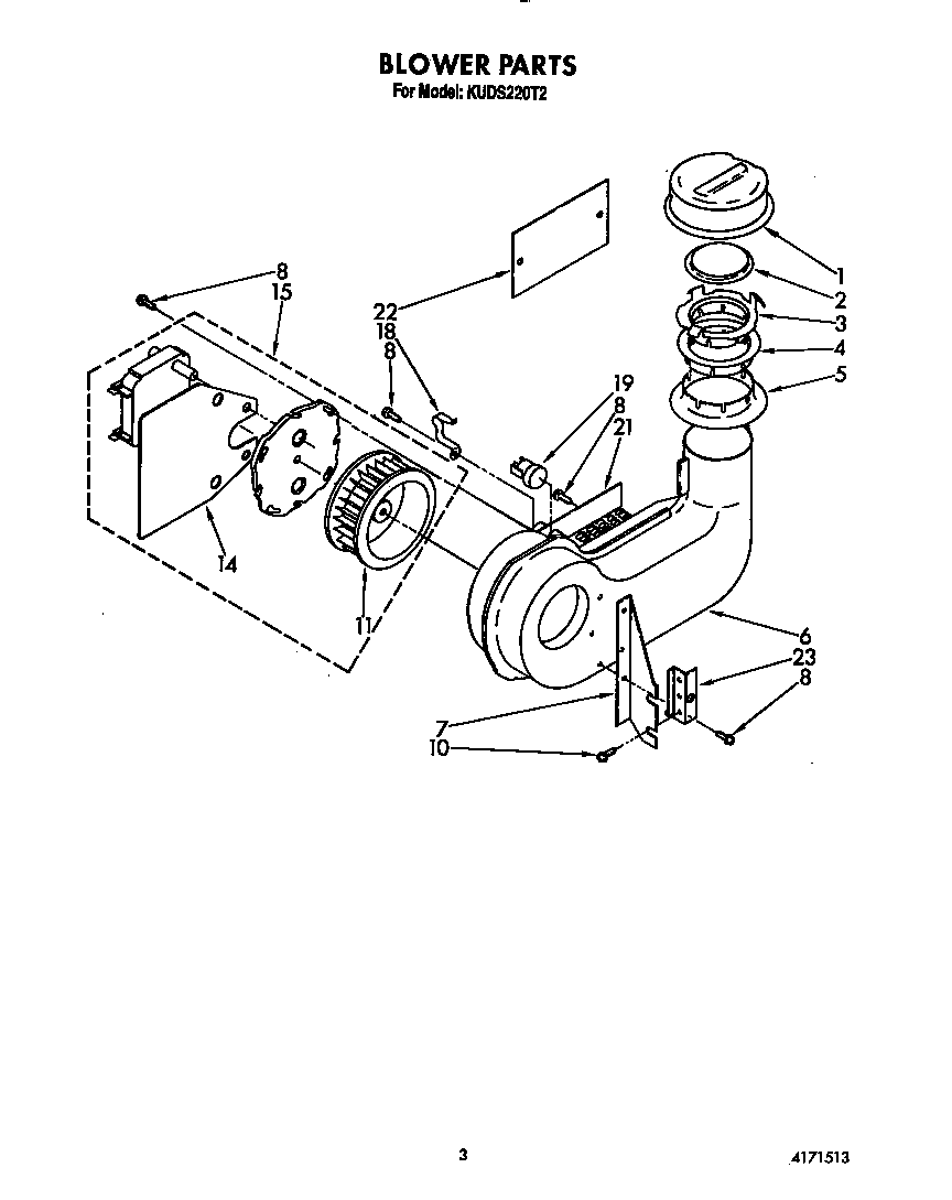 KitchenAid KUDS220T2 blower diagram