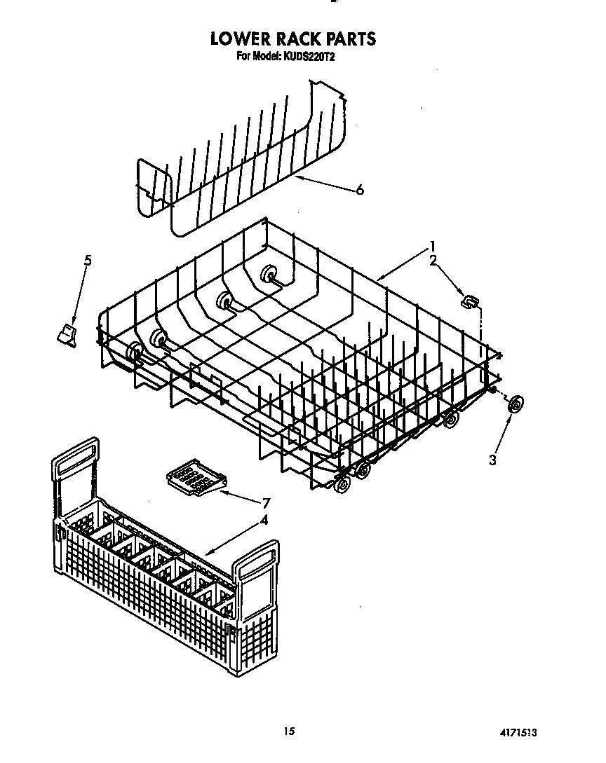 KitchenAid KUDS220T2 lower rack diagram