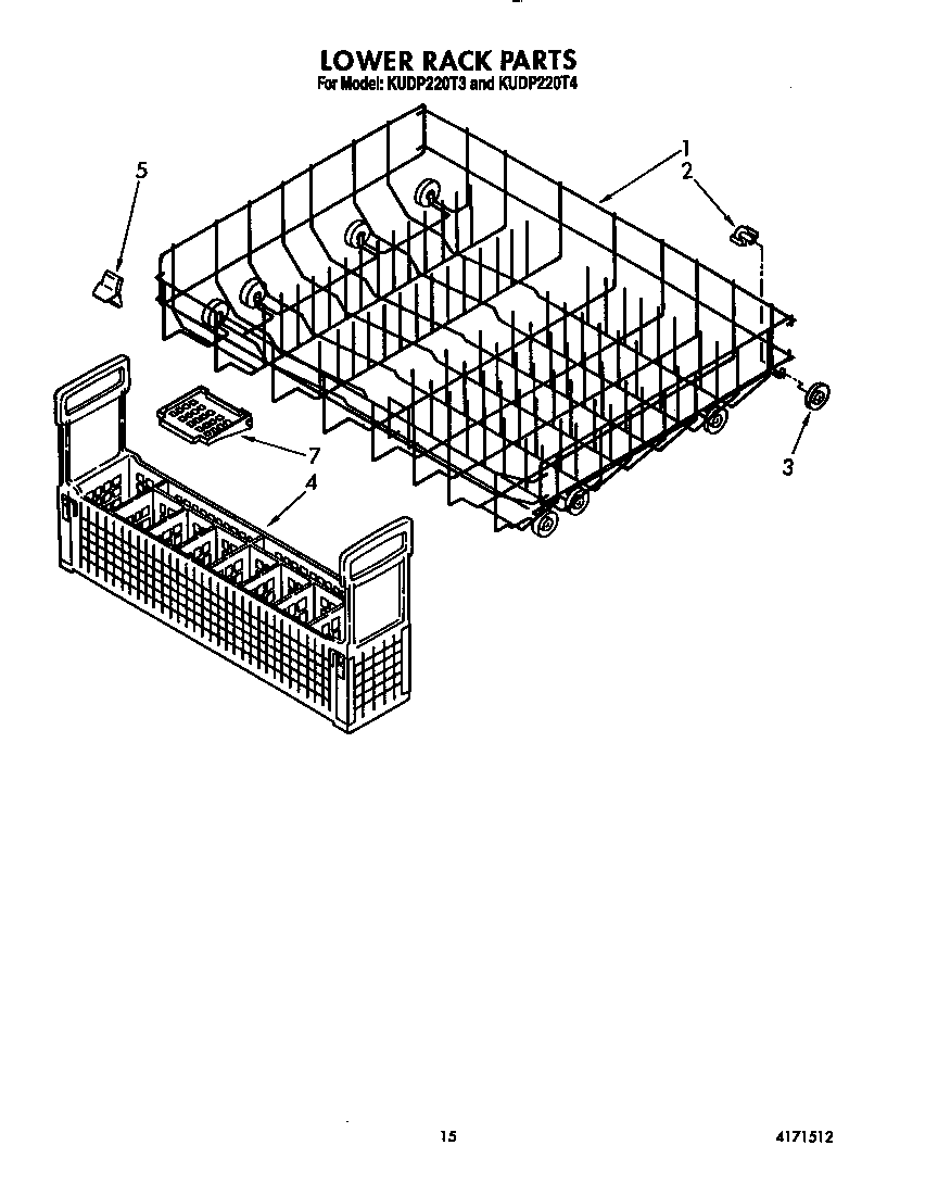 KitchenAid KUDP220T3 lower rack diagram