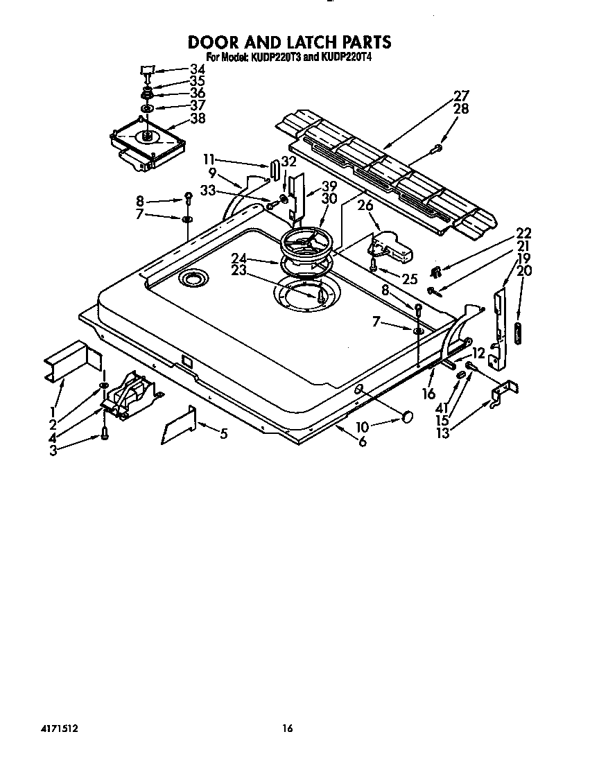 KitchenAid KUDP220T3 door and latch diagram
