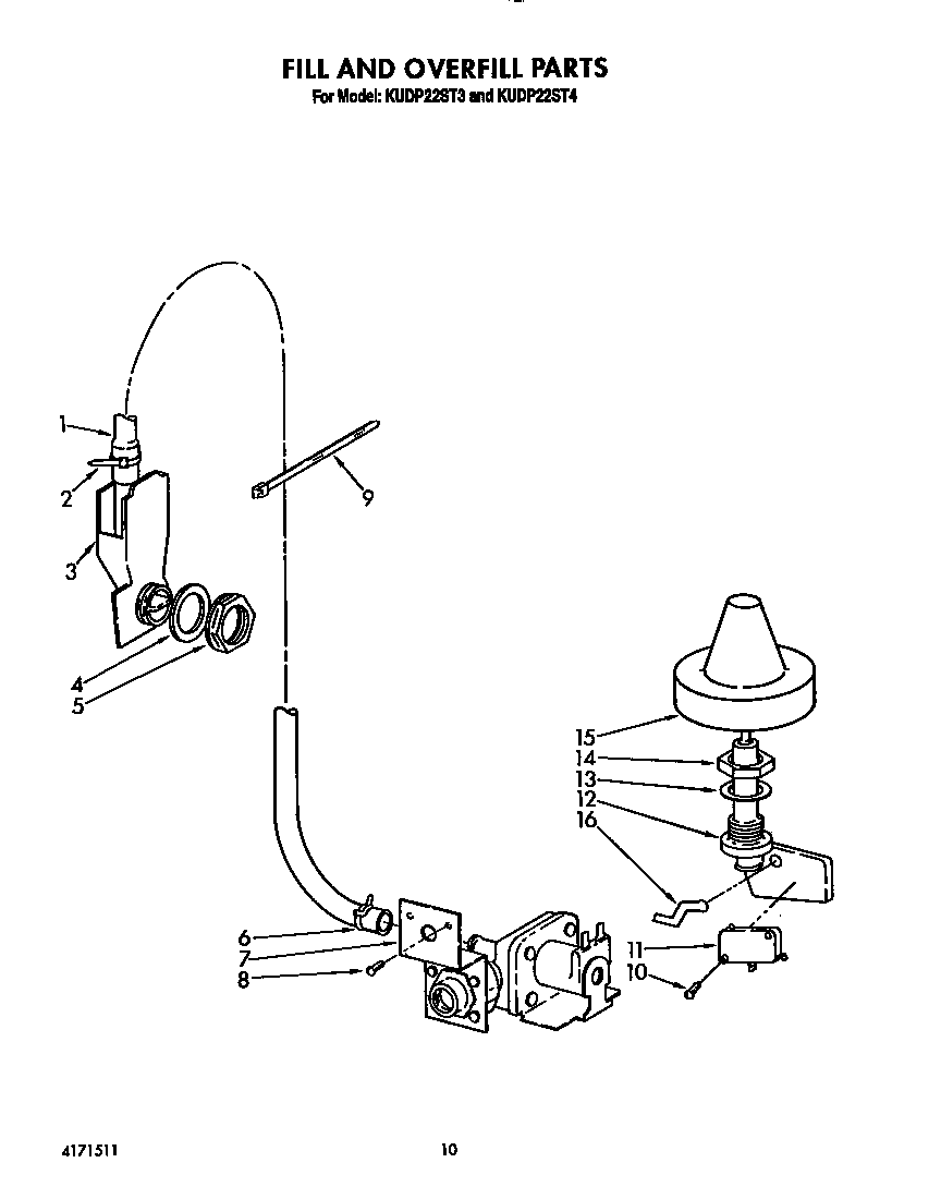 KitchenAid KUDP22ST3 fill and overfill diagram