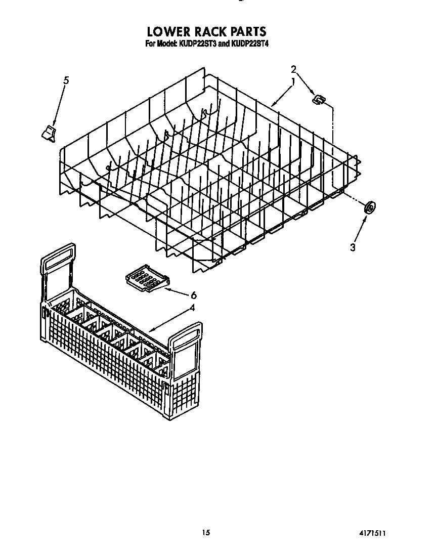 KitchenAid KUDP22ST3 lower rack diagram