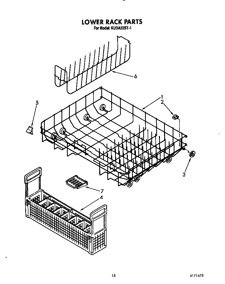 KitchenAid KUDA22ST1 lower rack diagram