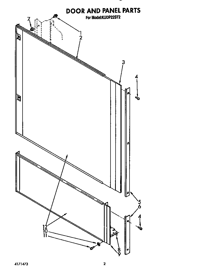 KitchenAid KUDP22ST2 door and panel diagram