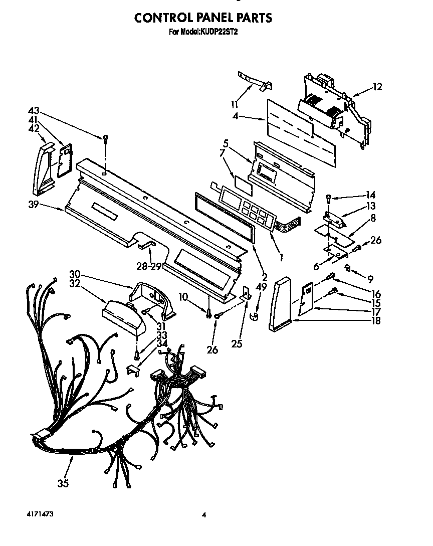 KitchenAid KUDP22ST2 control panel diagram