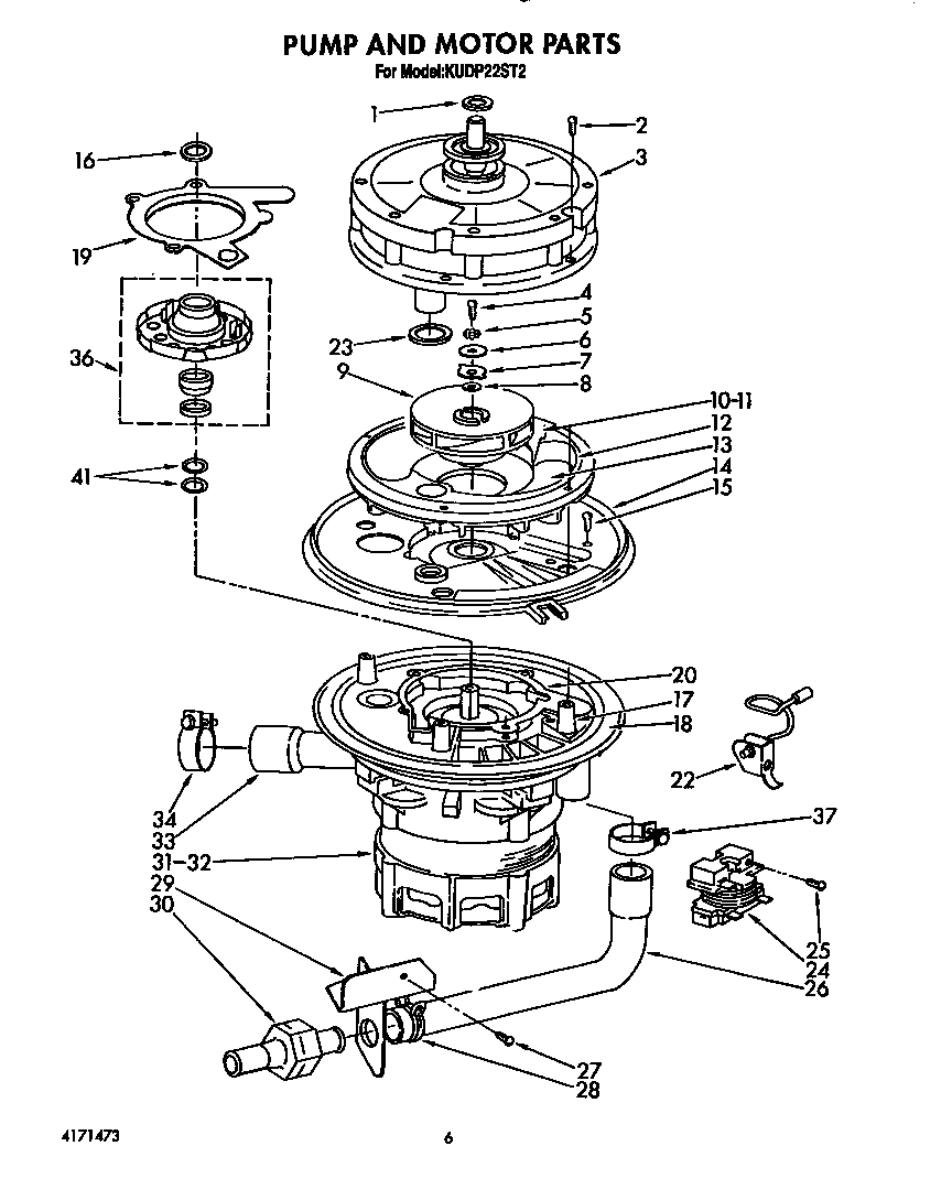 KitchenAid KUDP22ST2 pump and motor diagram