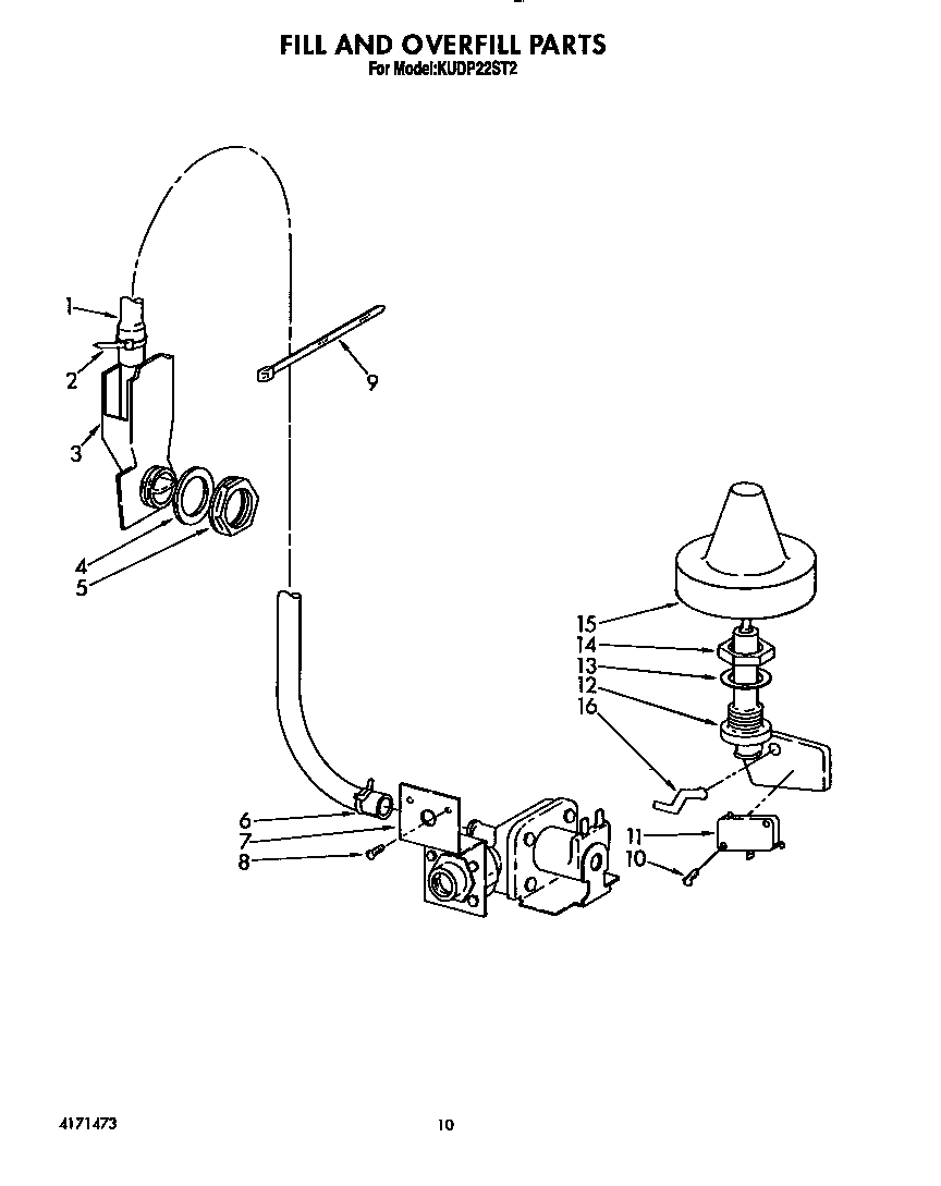 KitchenAid KUDP22ST2 fill and overfill diagram