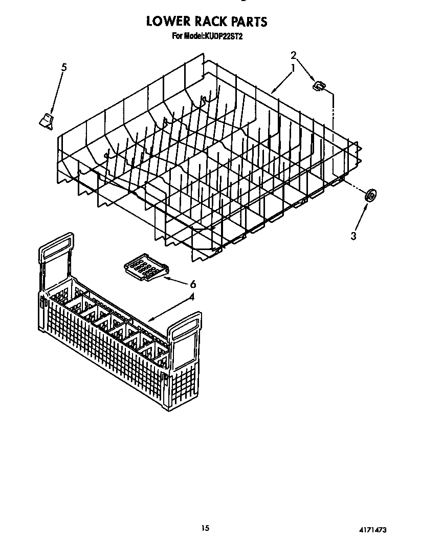KitchenAid KUDP22ST2 lower rack diagram