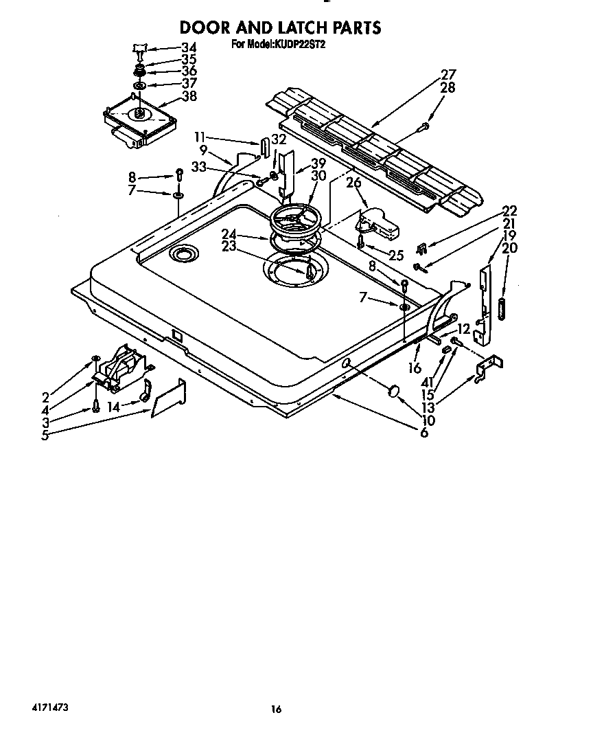KitchenAid KUDP22ST2 door and latch diagram